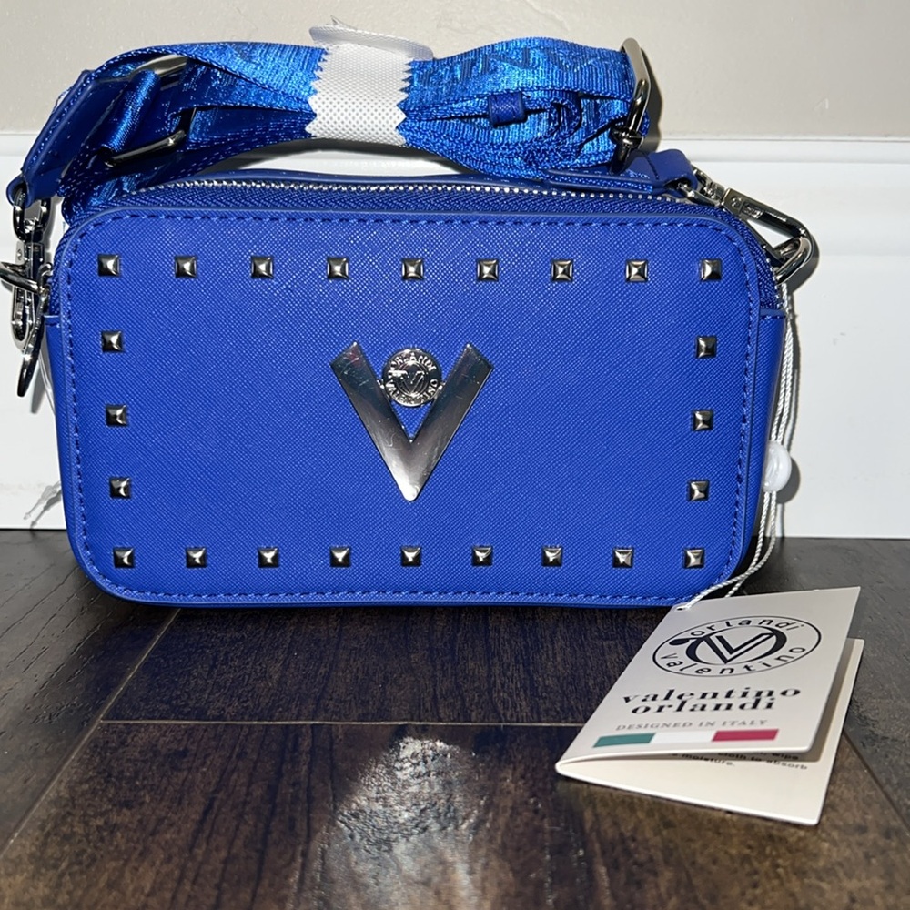 NWT Blue Studded Valentino Orlandi Camera Crossbody
